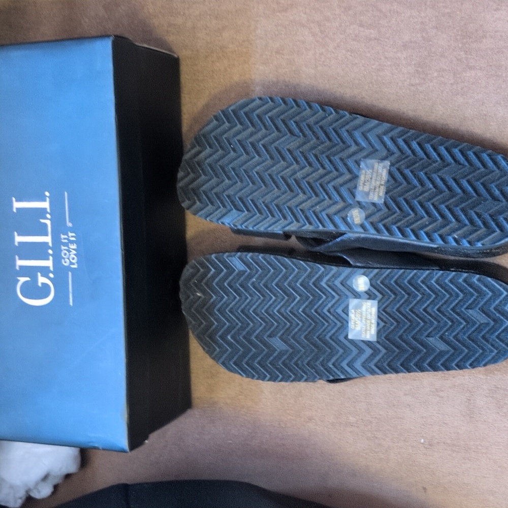 G.I.L.I. GI-PEARLIA BLACK SHIMMER FABRIC SLIDE ON SANDALS 8M NIB - Picture 10 of 10